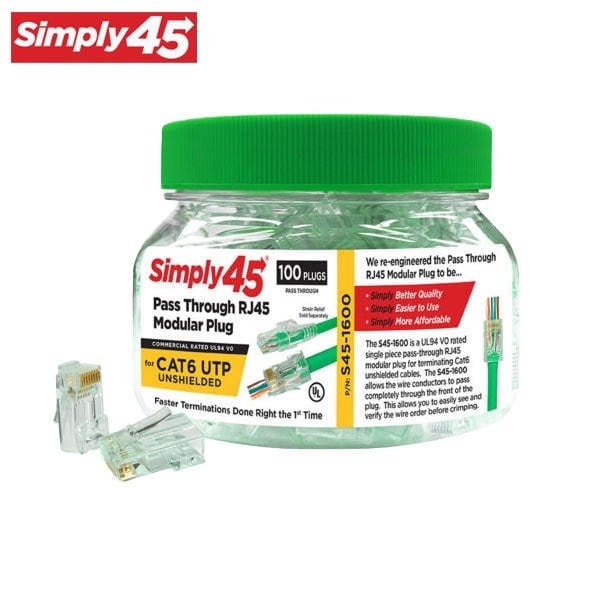 Simply45 Pass Through Green Tint - Cat6 UTP - 100pc Jar SIM-S45-1600 - main